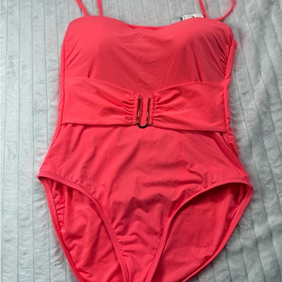 La Blanca Pink One Piece Swimsuit with Elegant Bandeau Design - Picture 1 of 11